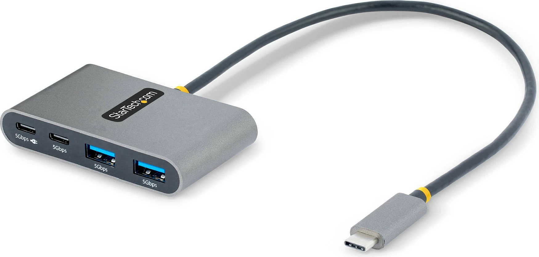 Hub USB-C StarTech 4-Port, 2x USB-A + 2x USB-C, 100W Power Delivery, 5Gbps, kabllo 30cm, gri