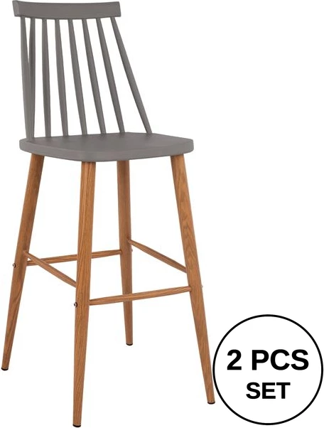 Karrige për bar Vanessa, ngjyrë gri, FH8459.10, 43x49x107 cm, set prej 2 copë