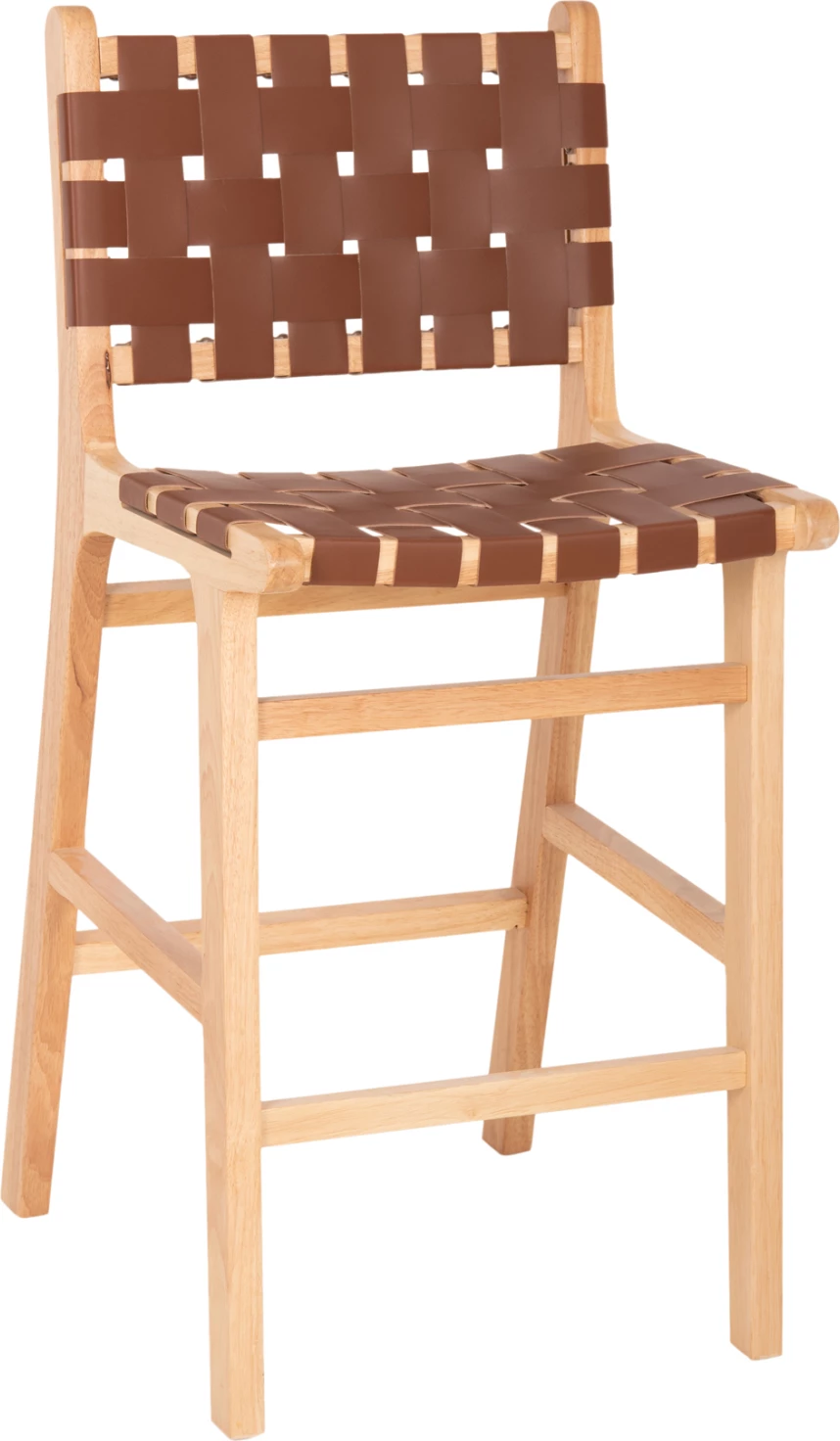 Karrige për bar FELIPE, lartësi mesatare, FH9329.01, dru TOON, ngjyrë natyrale, PU kafe, 45x47x94H cm