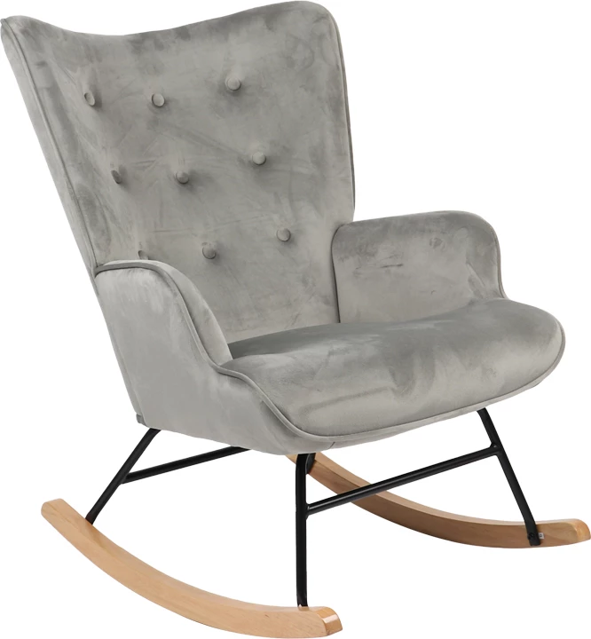 Karrige lëkundëse Georgia, pëlhurë kadife, gri-natyrale, 75x71x95cm