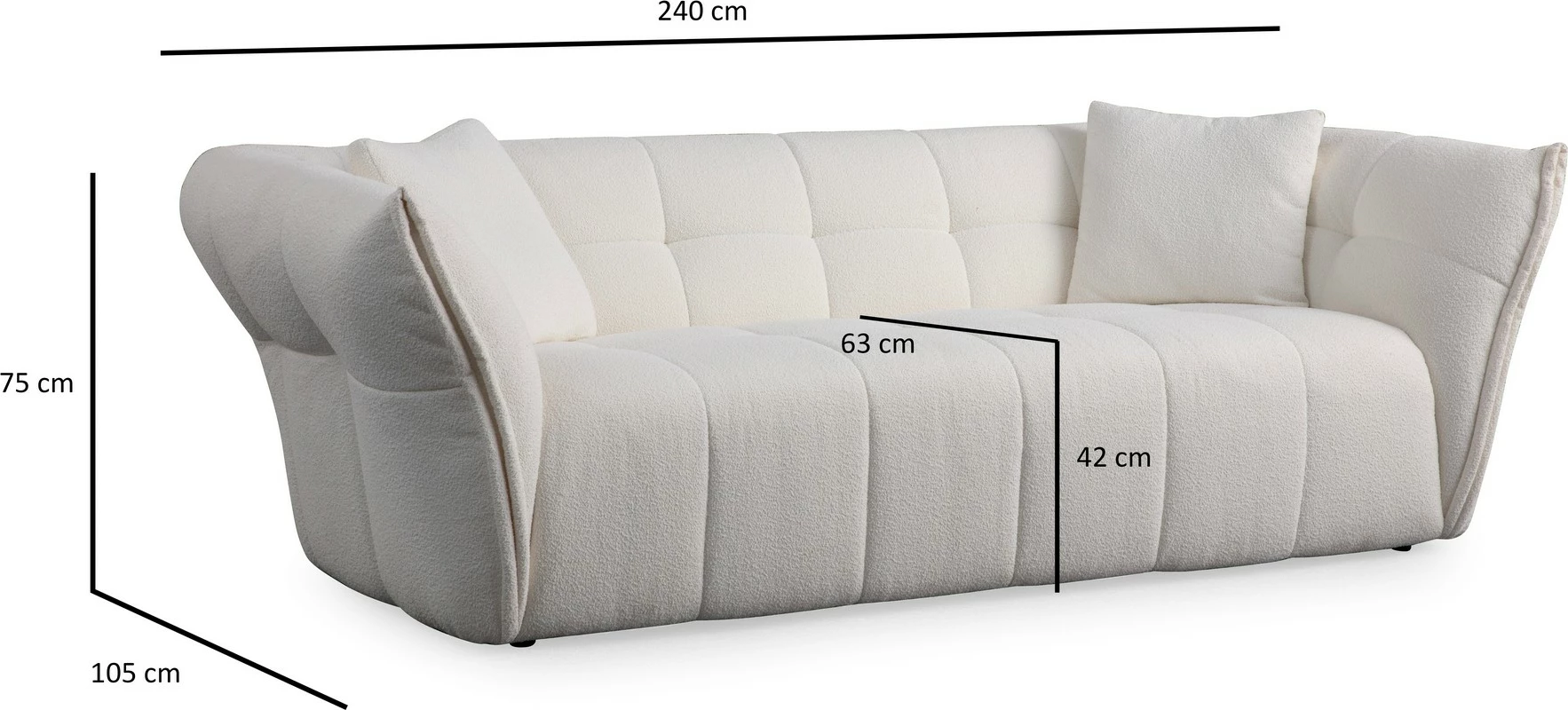 Divan treshe Atelier del Sofa, Boxer 3, i bardhë