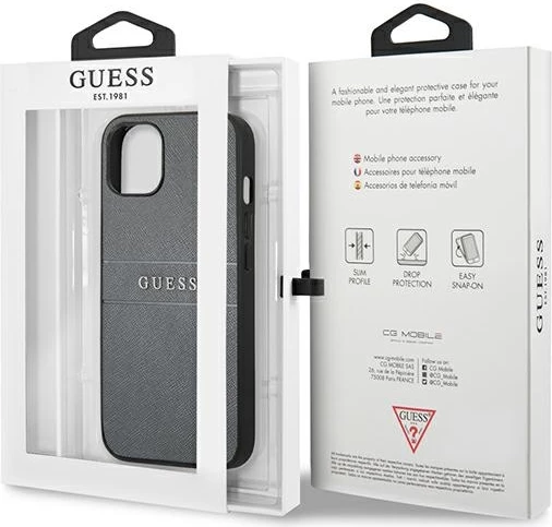 Mbështjellës Guess GUHCP13SPSASBGR për iPhone 13 mini 5.4", Saffiano, Gri