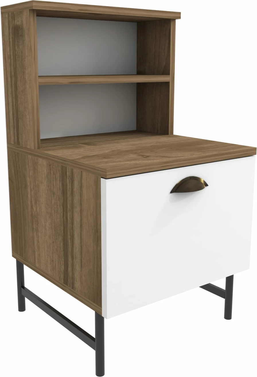 Komodinë nate Skye Decor, ngjyrë arre dhe e bardhë, Cressi