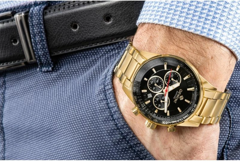 Orë dore meshkuj Giewont GW9140-B4, e zezë dhe e artë