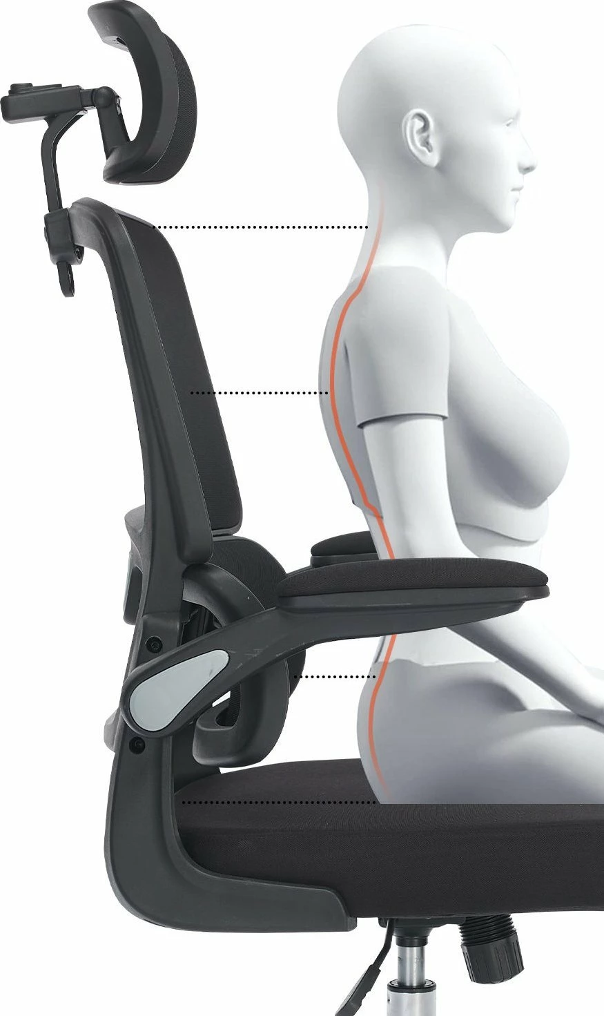 Karrige zyre ergonomike Mozos ERGO-K, me rrota, me mbështetëse koke, 150 kg, e zezë