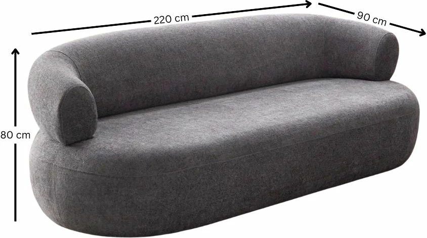 Divan treshe Atelier del Sofa, Roma, ngjyrë gri e errët