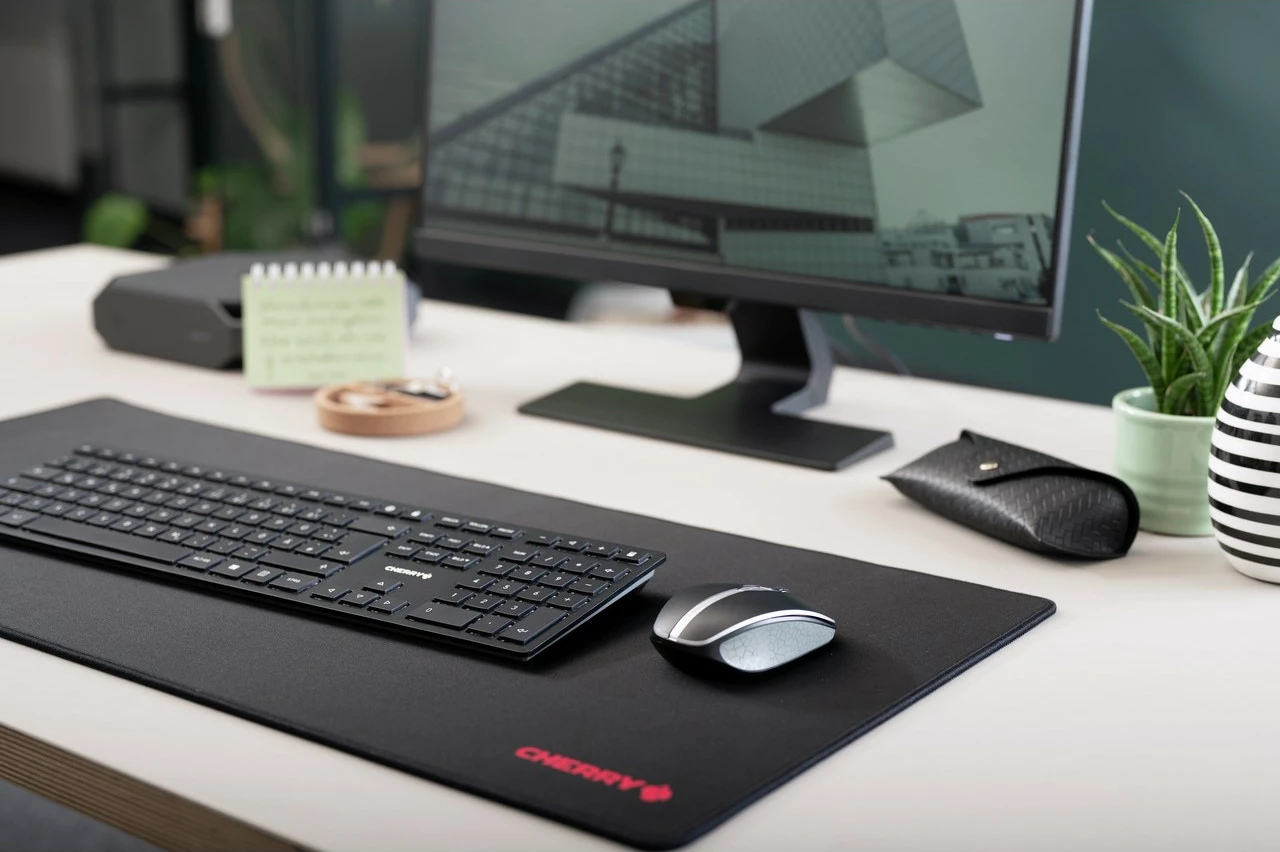 Tastierë Cherry KW 9100 SLIM, Wireless, RF Wireless + Bluetooth, QWERTY, Ngjyrë e zezë