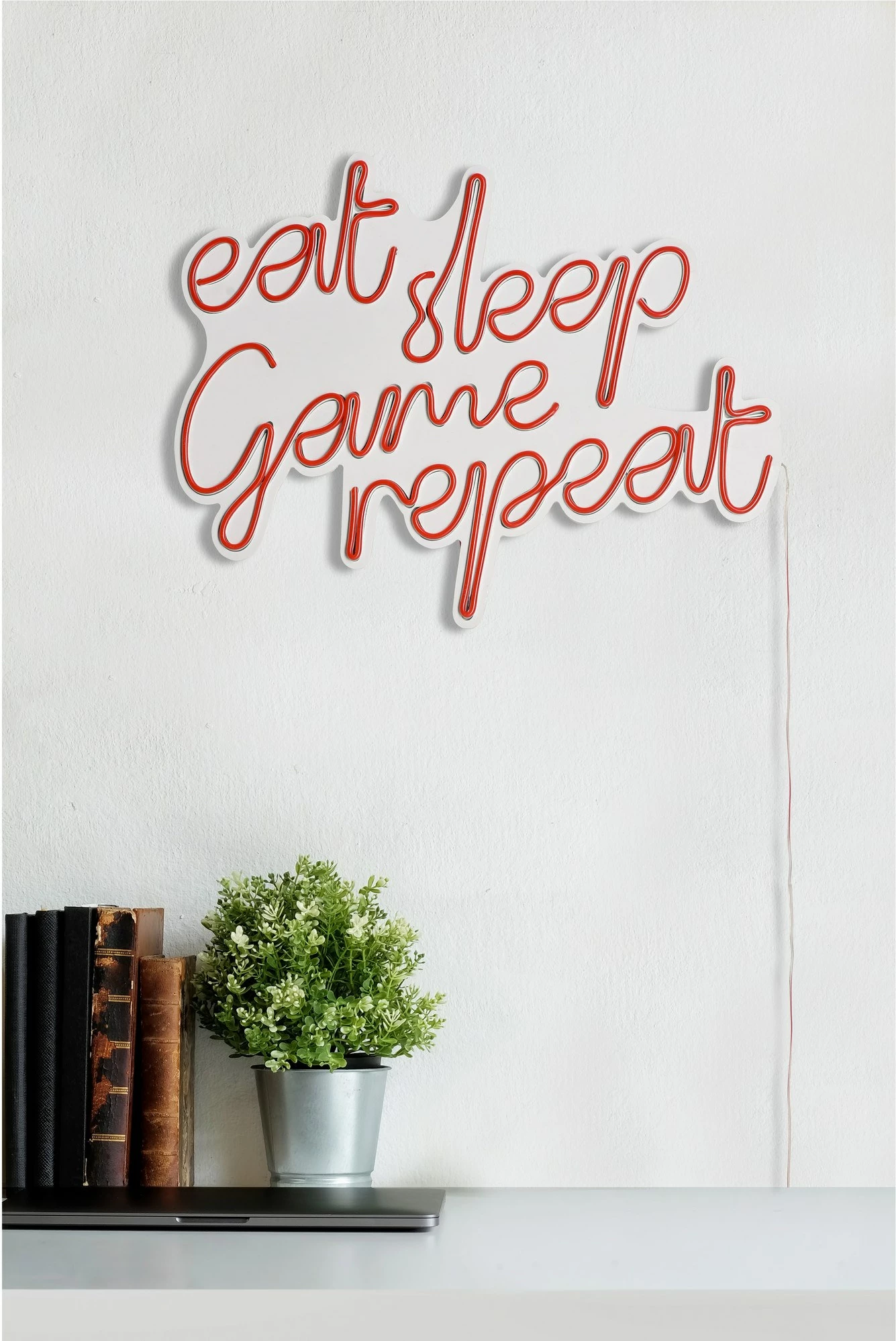 Dritë dekorative LED plastike, e kuqe, eat sleep game repeat
