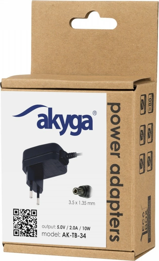 Adapter rryme muri AKYGA AK-TB-34, 5V/2A, 10W, 3.5x1.35mm, i zi