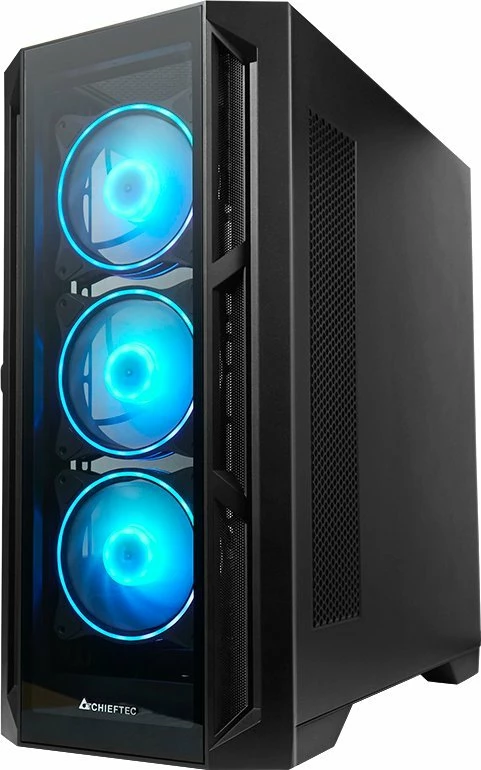 Kasë Chieftec Apex GA-01B-TG-OP, Midi Tower E-ATX/ATX, xham i temperuar, 4x120mm ARGB, USB-C, e zezë