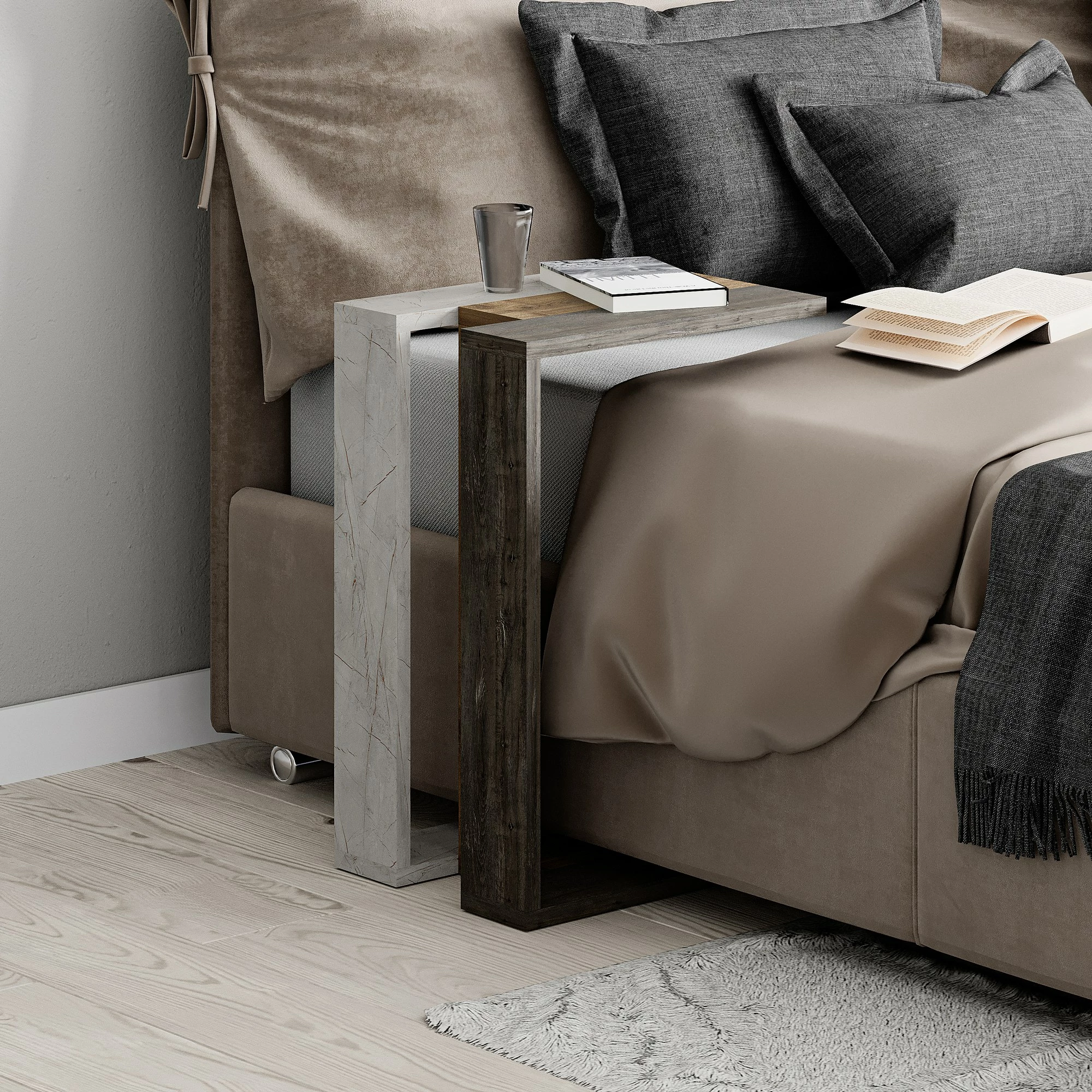 Tavolinë anësore Skye Decor, ngjyrë kafe e errët, Hitit