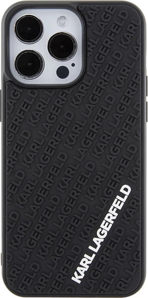 Mbështjellës Karl Lagerfeld 3D Rubber Multi Logo për iPhone 15 Pro Max, i zi