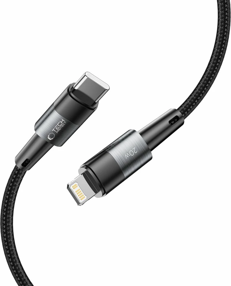 Kabllo Tech-Protect UltraBoost, USB-C në Lightning, 2m, 20W, Gri
