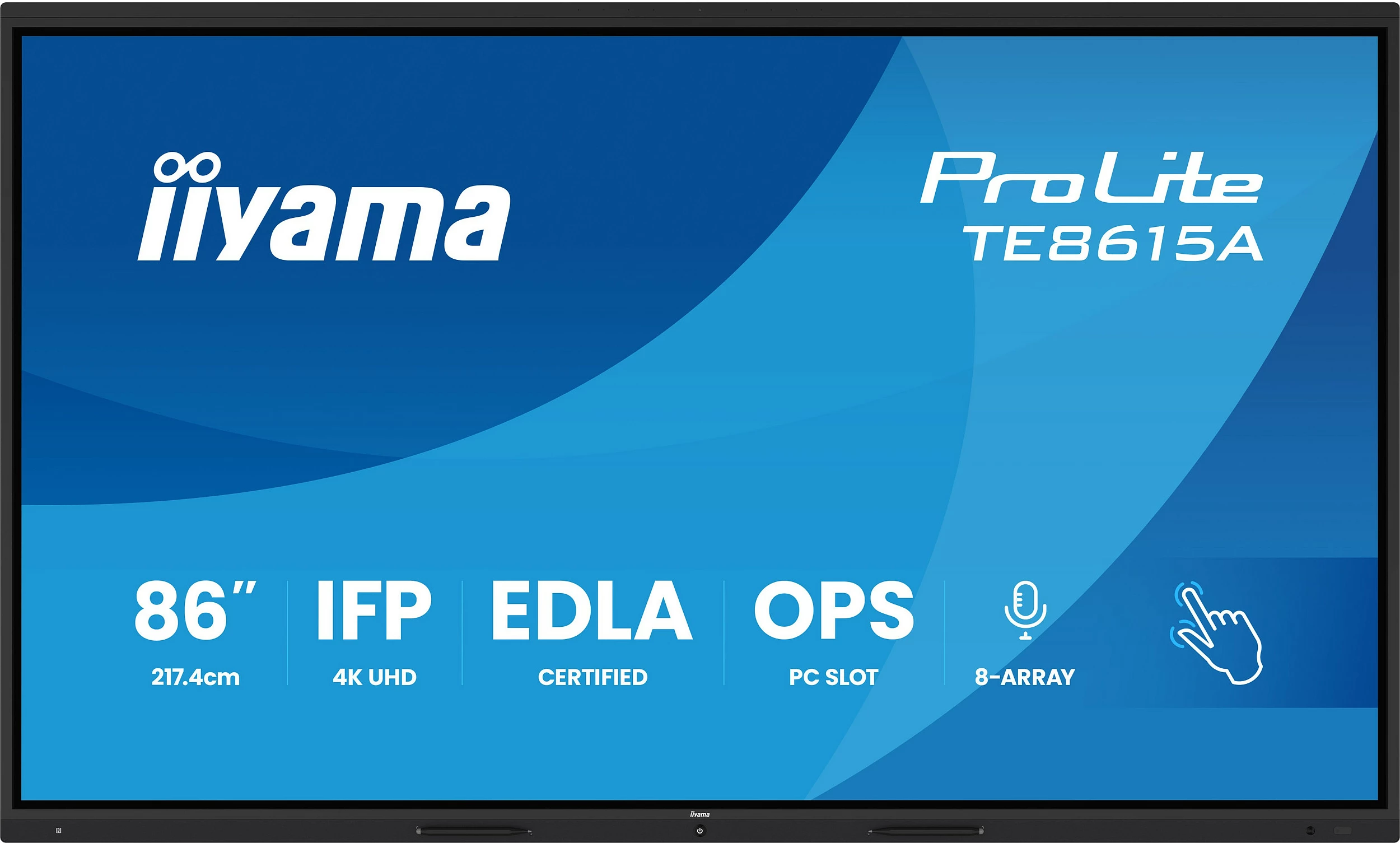 Ekran interaktiv iiyama ProLite TE8615A-B2AG, 86", 4K UHD, anti-glare, Bluetooth, i zi