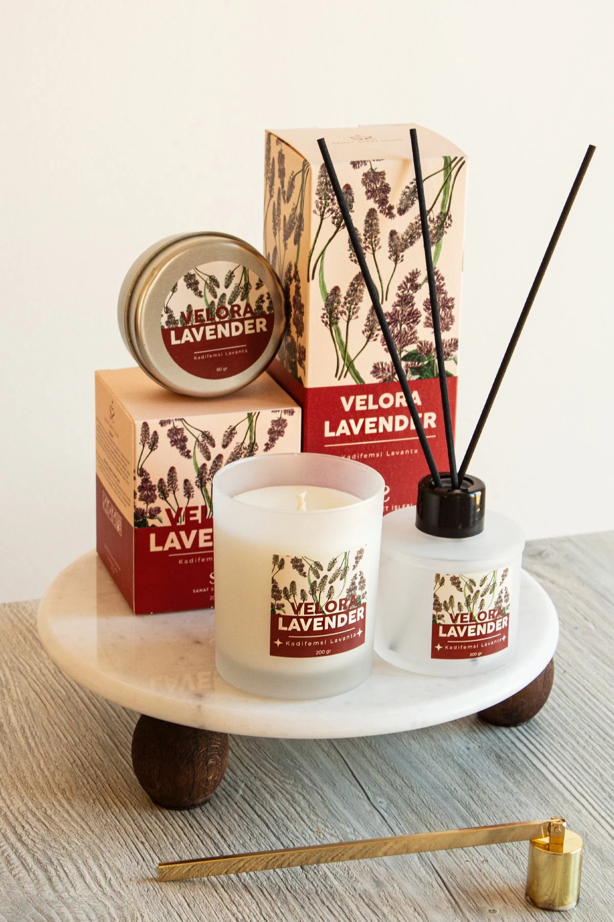 Set qirinjsh (3 copë), Velora Lavender, Evila Originals