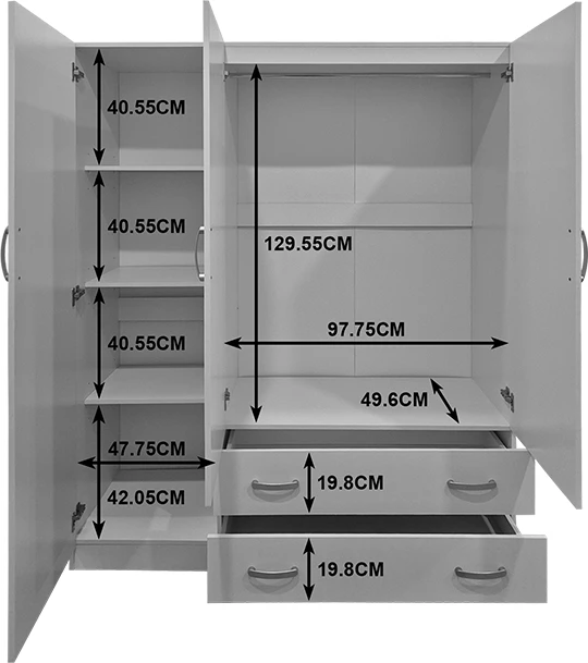Dollap me tre dyer, dy sirtar, ngjyrë sonoma-antracit, Alvia, 150x51x180cm