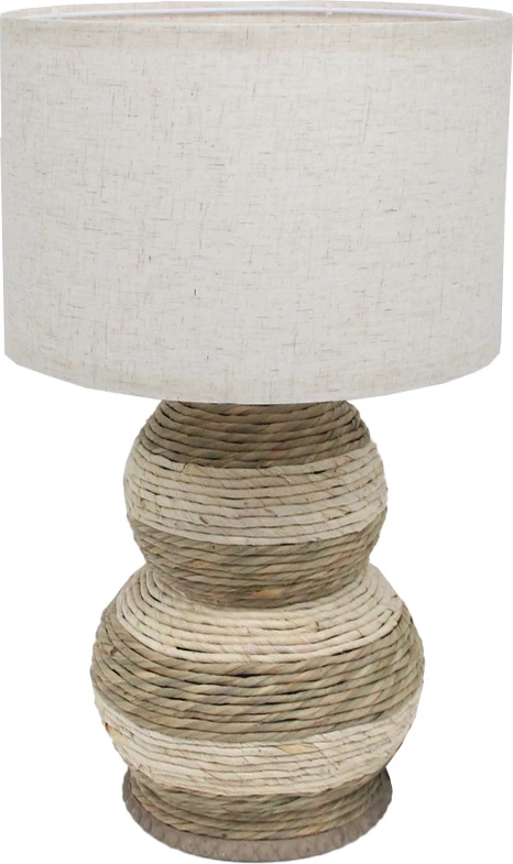 Llambë tavoline SIKINOS, litar natyral, material tekstili, bezhë, 30x30x52cm
