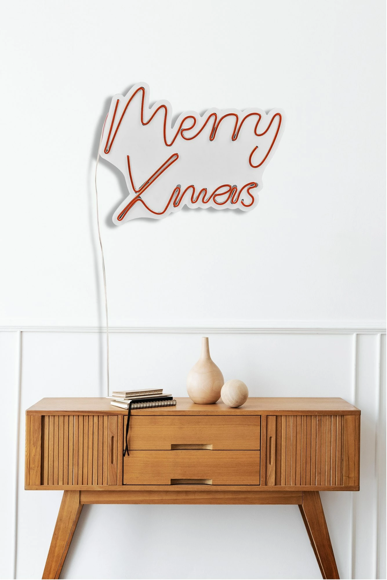 Dekor dritash LED plastike, 'Merry Christmas', ngjyrë e kuqe