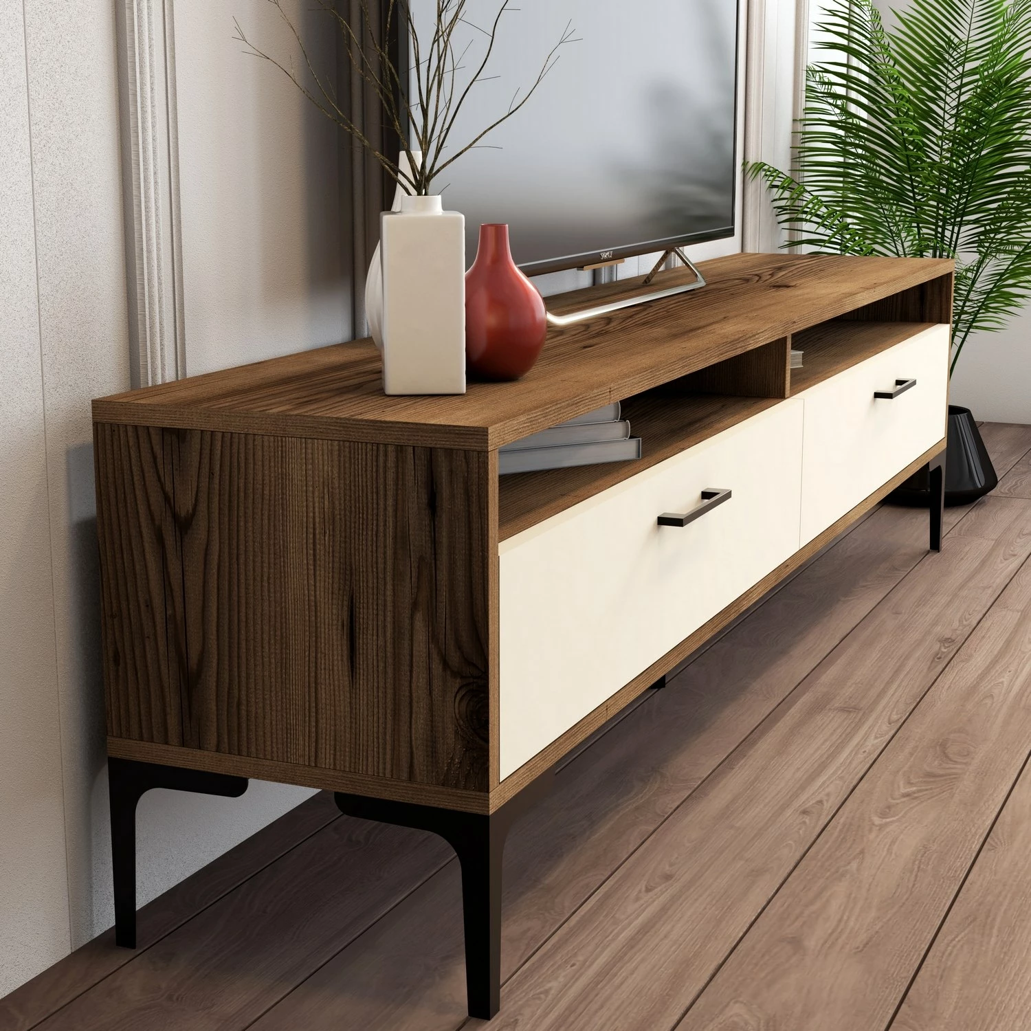 Komodë TV Hanah Home, Istanbul 2, ngjyrë arre-krem