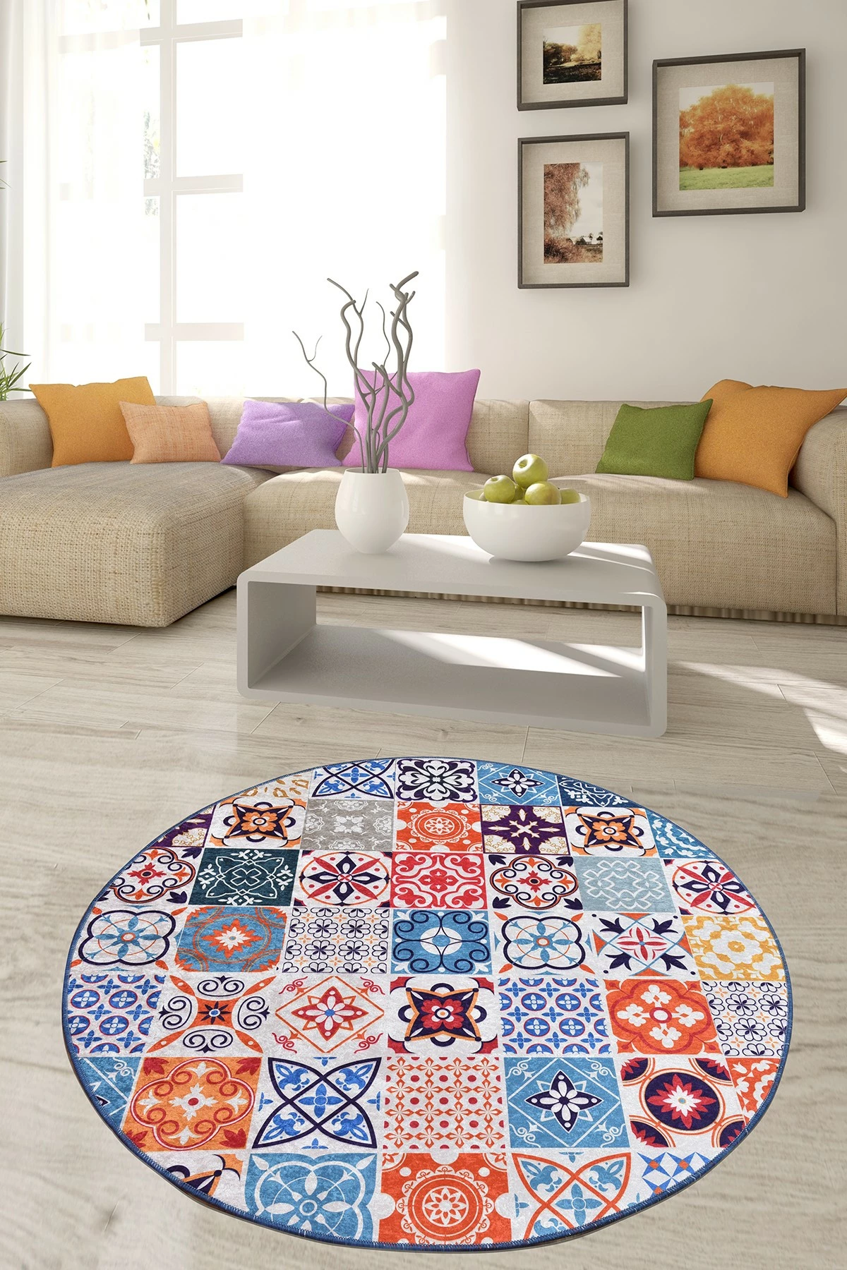 Qilim rrumbullak, shumëngjyrësh, Conceptum Hypnose Ceramico Djt, çap 100cm
