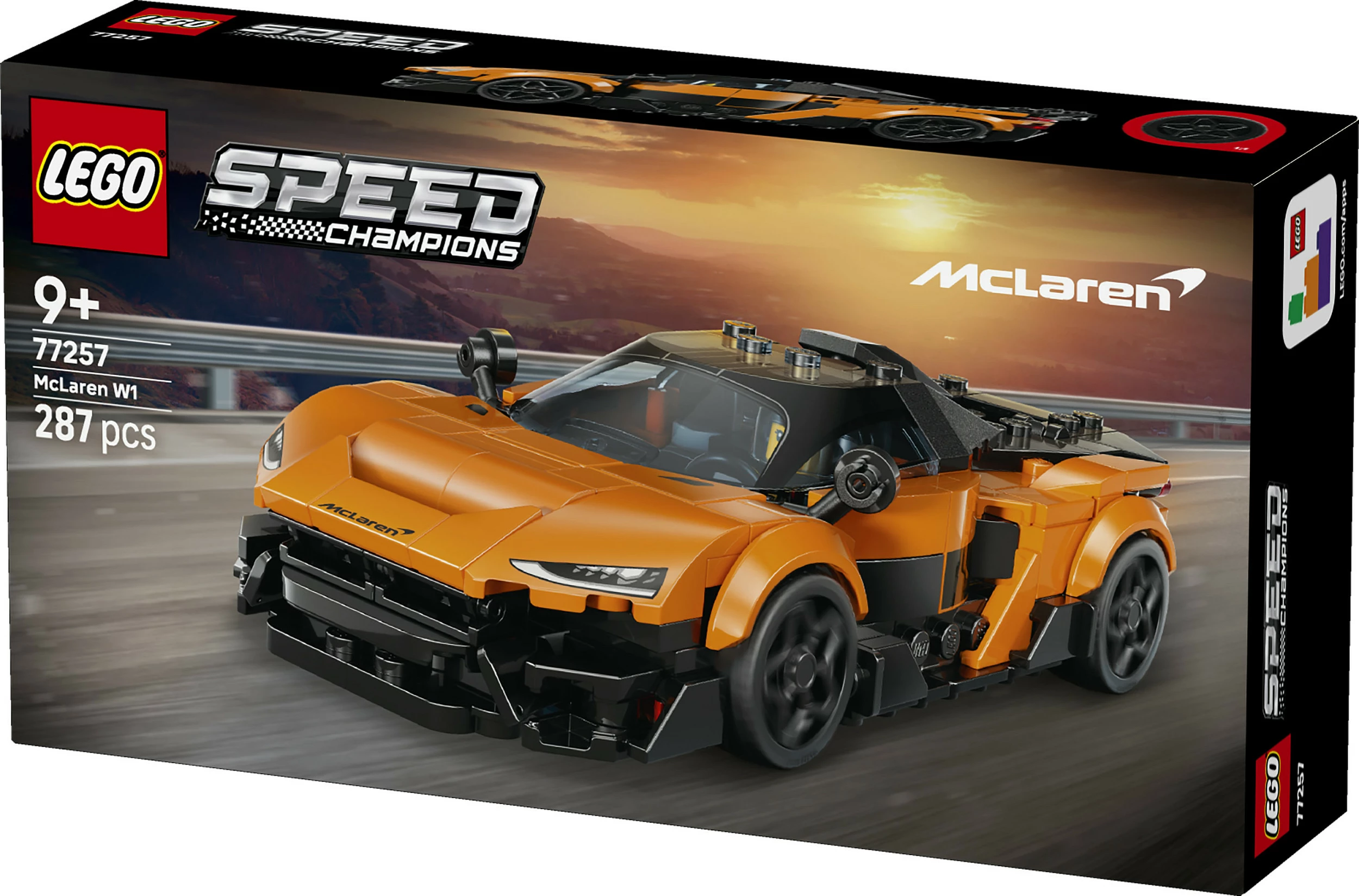 Set ndërtimi LEGO Speed Champions McLaren W1 77257, 287 copë, 9+, portokalli/zi