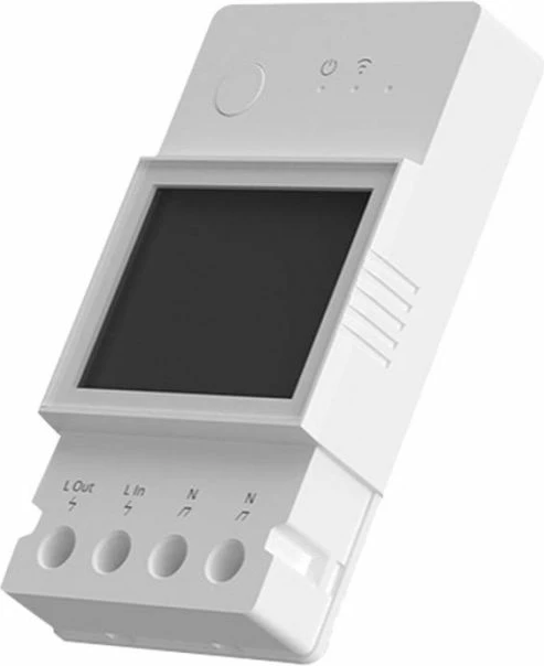Switch smart WiFi SONOFF POWR320D, matje konsumit energjisë, 20A, ekran LCD, i bardhë