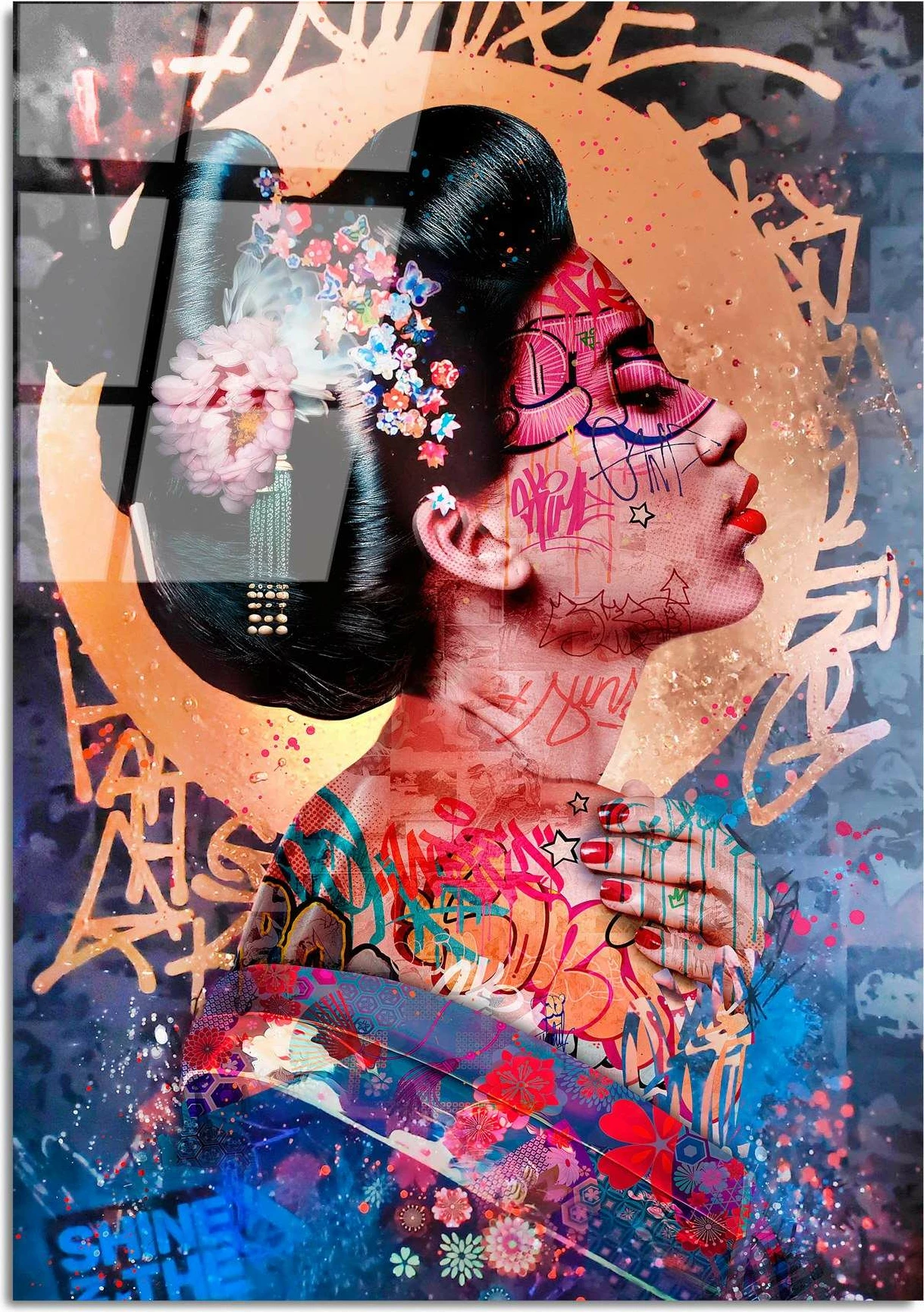 Pikturë dekorative prej xhami të temperuar, shumëngjyrëshe, UV-727, 70x100cm