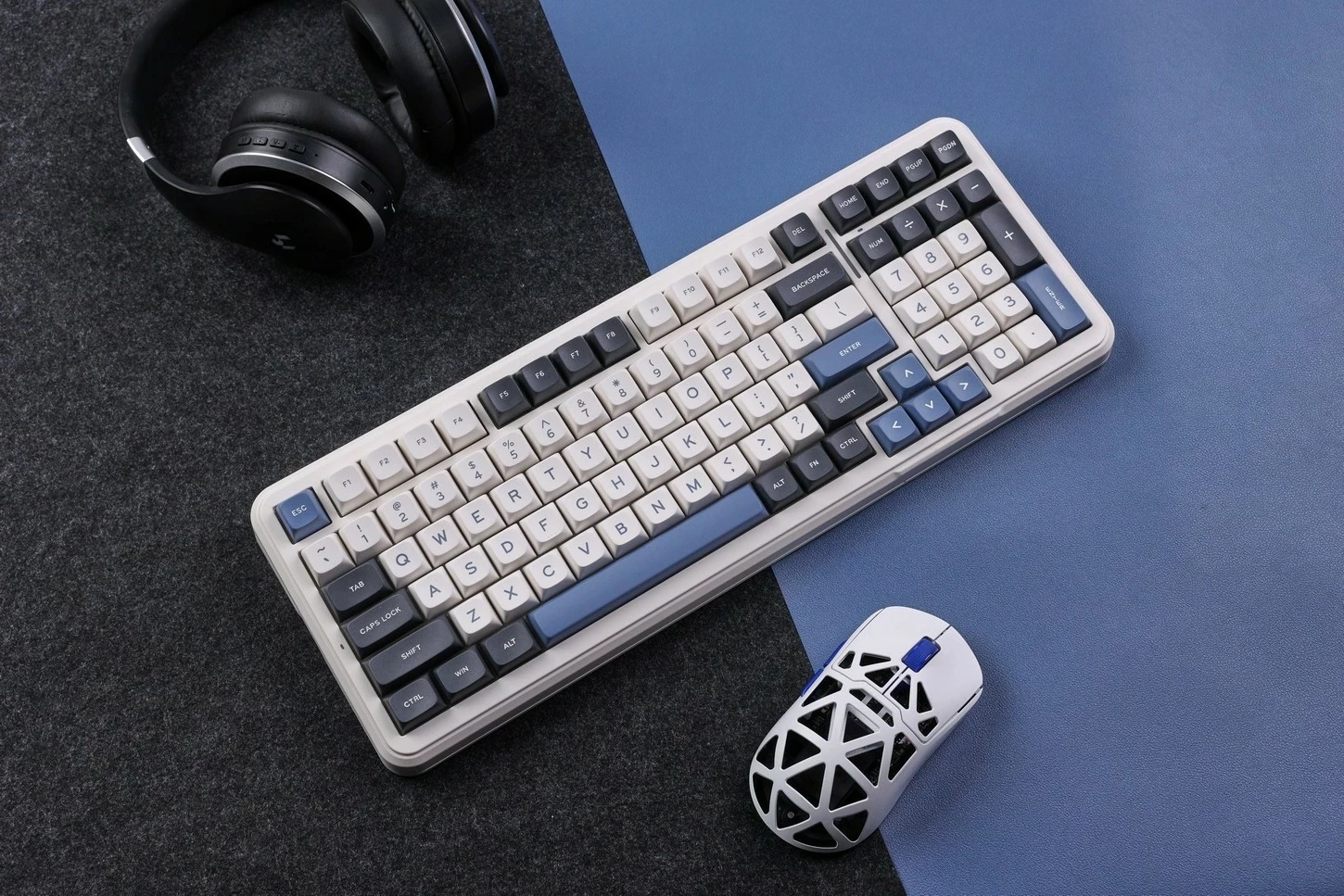 Tastierë mekanike Mchose K99-3A, 96%, RGB, wireless/wired, bardhë-zi