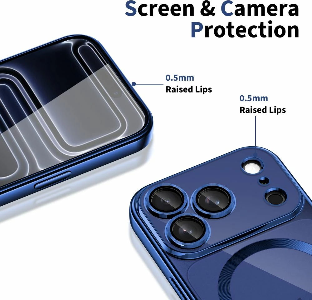 Mbështjellës Tech-Protect MagFlex për iPhone 17 Pro, MagSafe, i tejdukshëm, blu navy, 1 copë