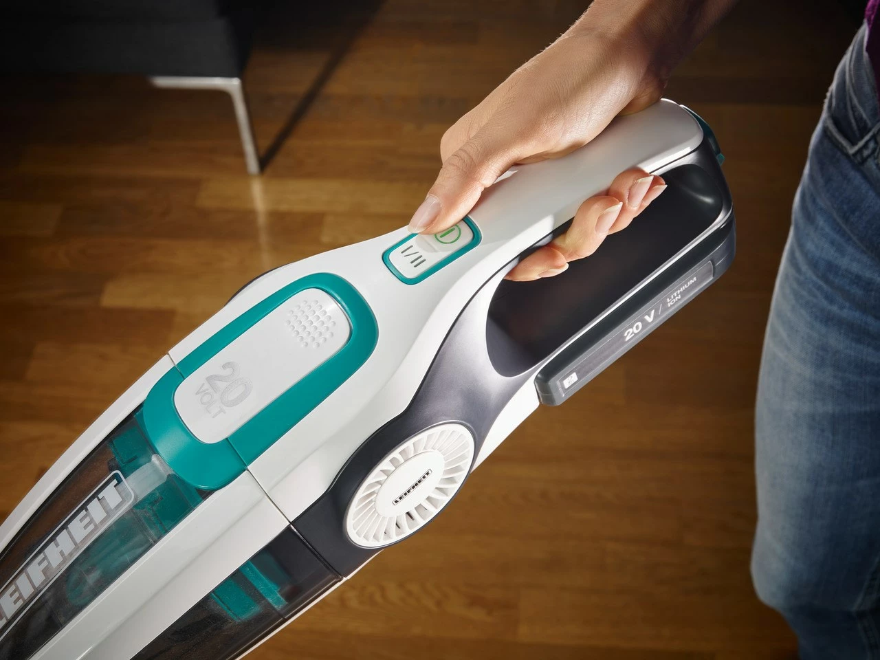 Fshesë elektrike pa kabllo Leifheit PowerVac 2in1, 20V, pa qese, bardhë/kaltër