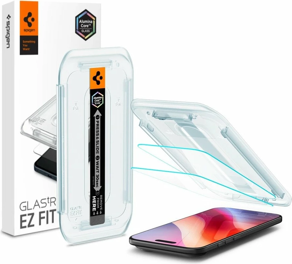 Xham i kalitur Spigen Glas.tr EZ Fit për Apple iPhone 17 Air, 2 copë, transparent