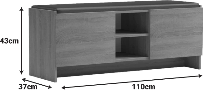 Stol për këpucë Zulla, efekt mermeri gri-bezhë, e zezë, 110x37x43cm