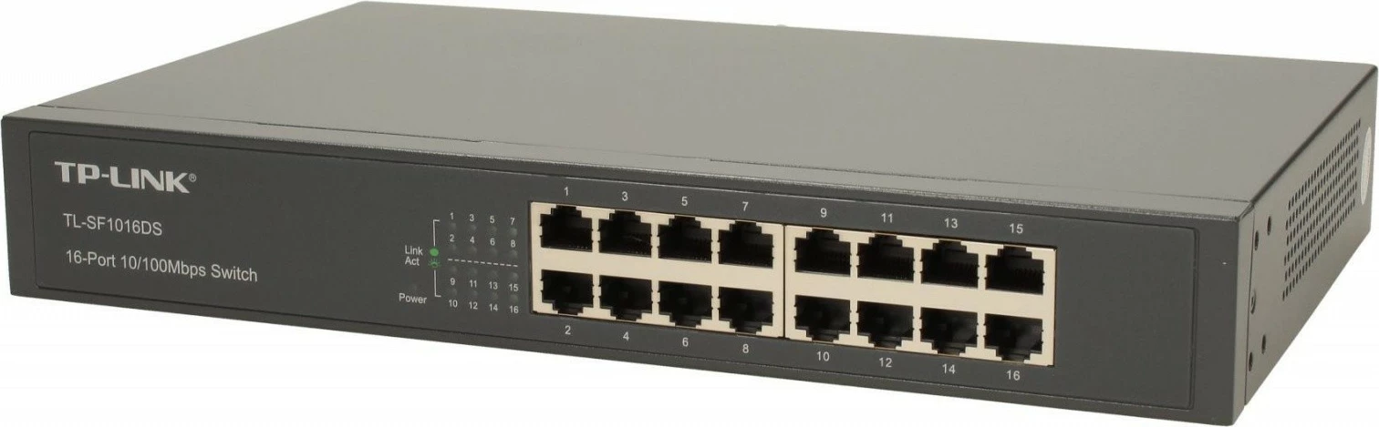 Switch TP-LINK TL-SF1016DS, 16 porta, FastEthernet, Kasë metalike, Gri
