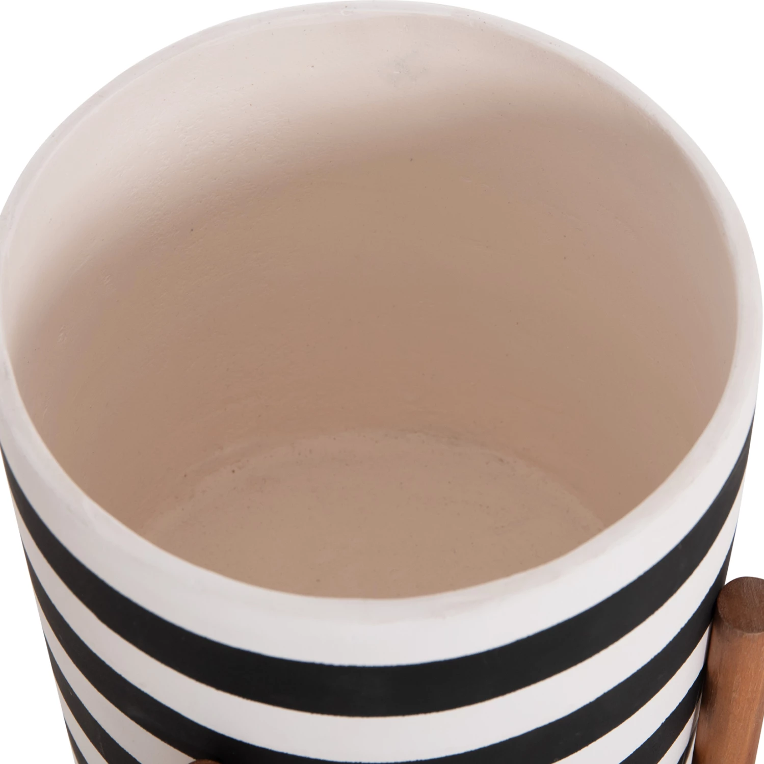 Vazo e brendshme RENTIL, fibër-cement, vija të zeza dhe të bardha, bazë dru tik, 23x60cm