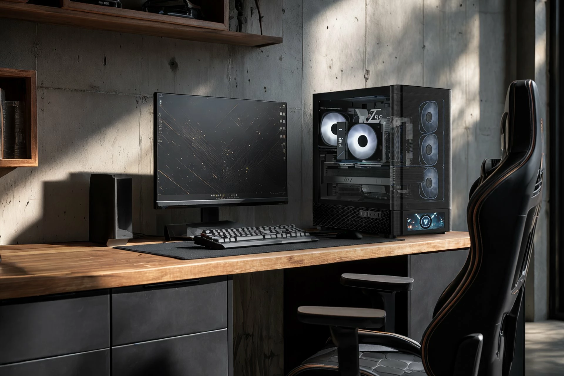 Kasë Modecom Volcano AQ500 ARGB Midi Tower (MC-A-AQ500-4FA-B), 4x120mm ARGB, USB-C, e zezë