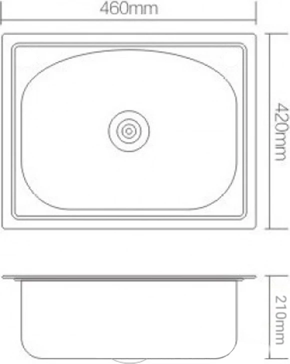 Lavaman inox i ndërtuar, 46x42cm