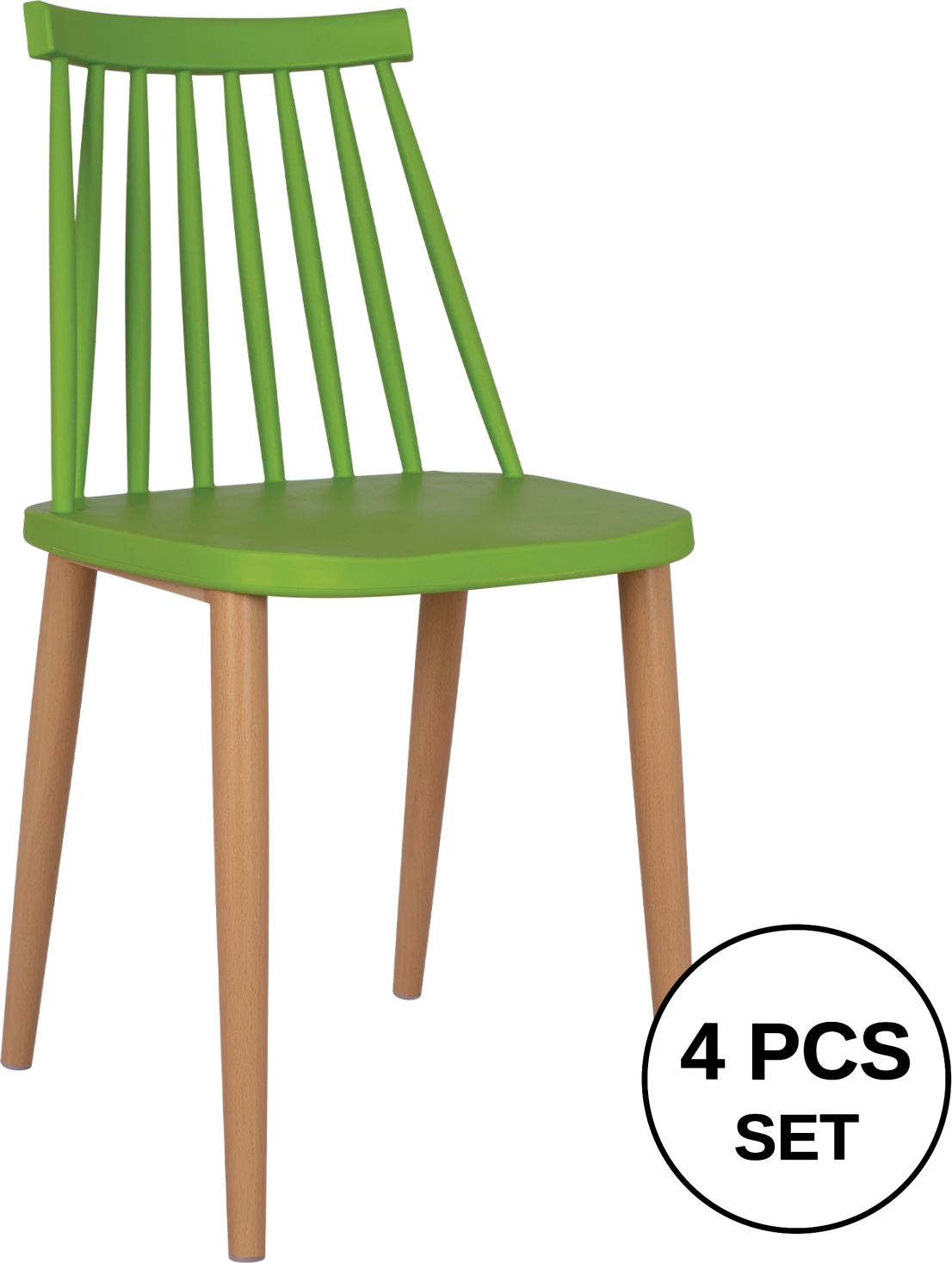 Karrige për ngrënie Vanessa, ngjyrë e gjelbër, këmbë metalike, 42,5x47x81,5cm, set prej 4 copë