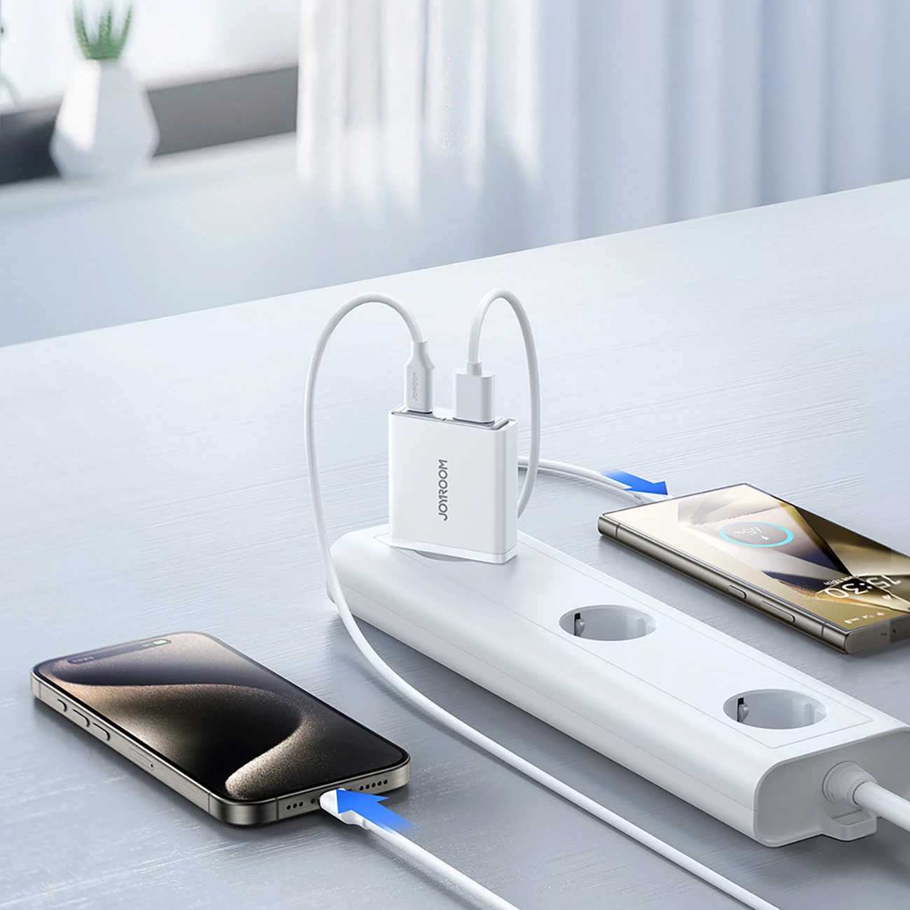 Karikues muri Joyroom JR-TCF14, 20W, 2 porta USB-A/USB-C, i bardhë