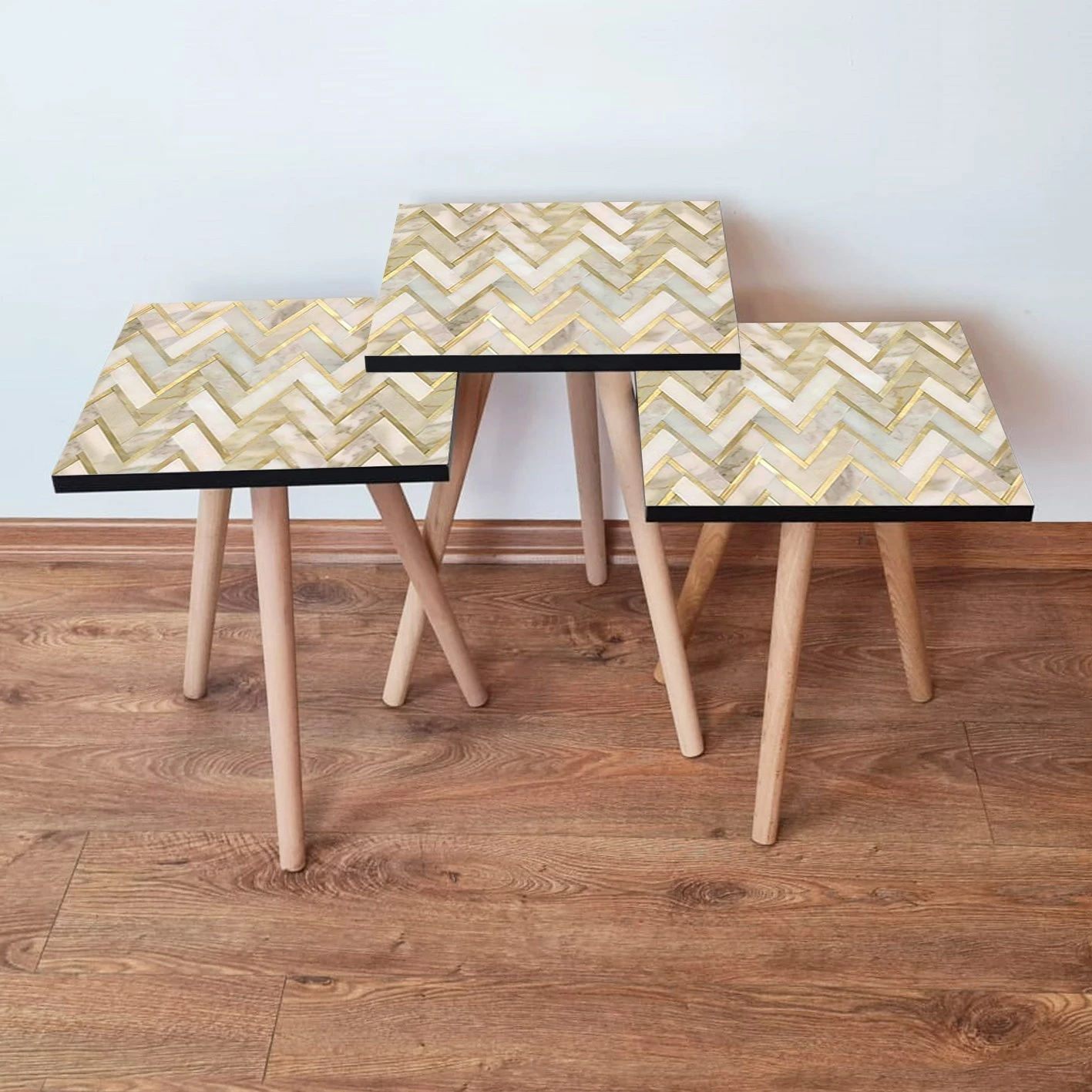 Set tavolinash ndihmëse, 3 copë, Skye Decor, 3Shp138, bezhë-ari