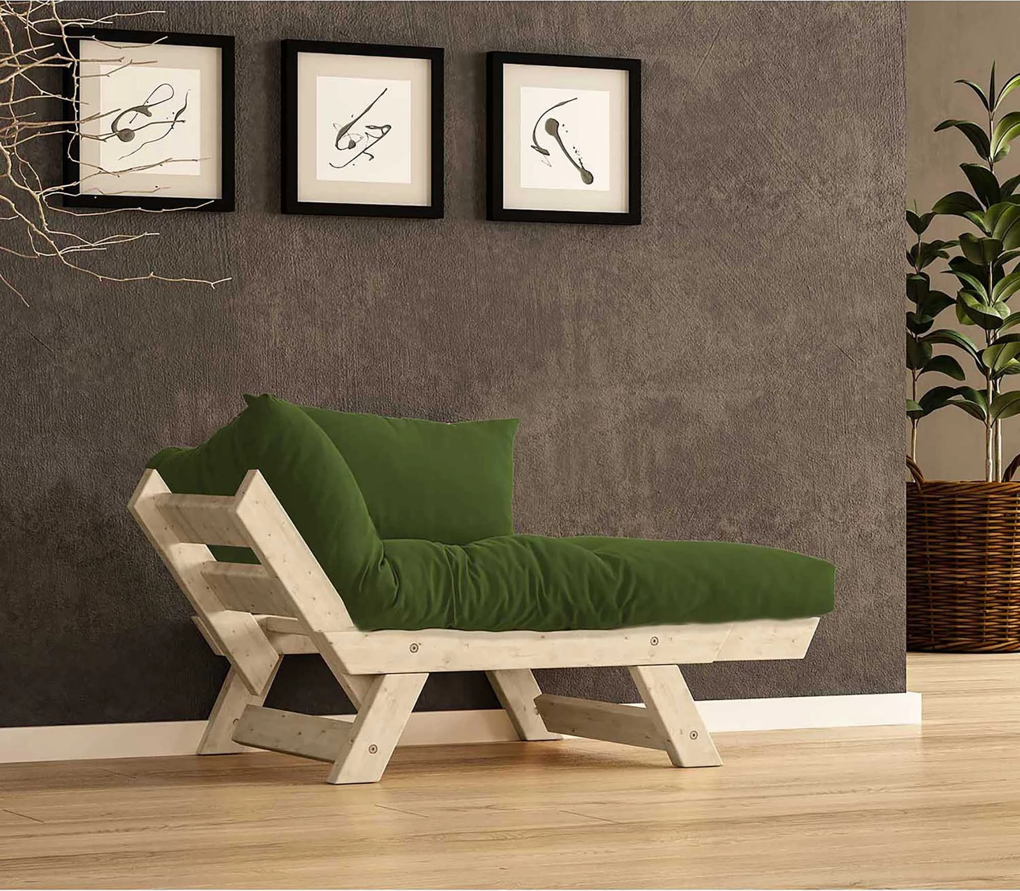 Divan kopshti një vendësh, Skye Decor, CPT8150-140, ngjyrë natyrale dhe e gjelbër