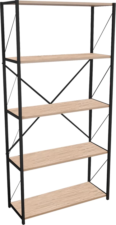 Raft librash Tikilmo melaminë lisi-metal i zi 88x34x180cm