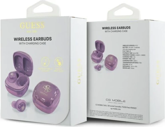 Kufje Guess 4G Printed Logo Bluetooth TWS me docking station, Violet