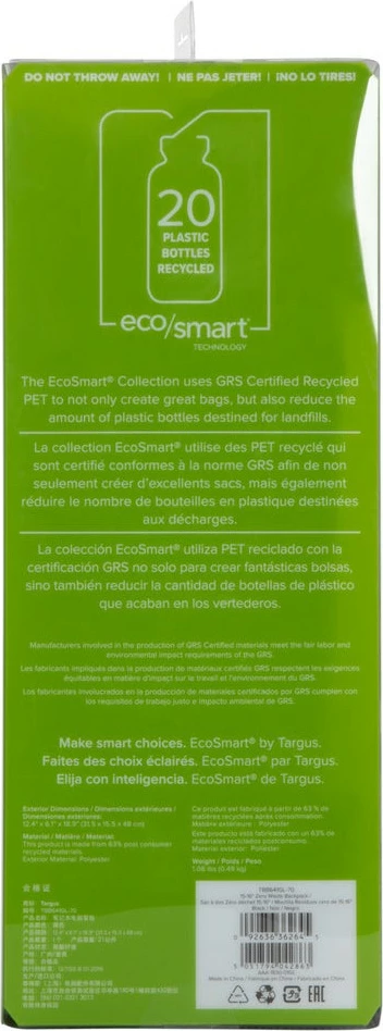 Çantë shpine Targus Zero Waste 15-16 inç, 21L, e zezë