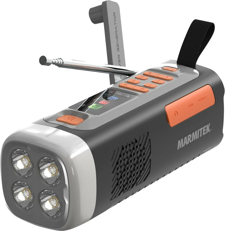 Radio portative Marmitek RESQ 200, DAB+/FM, Bluetooth 5.3, 4500 mAh, USB-C, e zezë