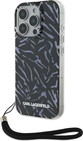 Mbështjellës Karl Lagerfeld Zebra me kordë për iPhone 16 Pro Max, Violet