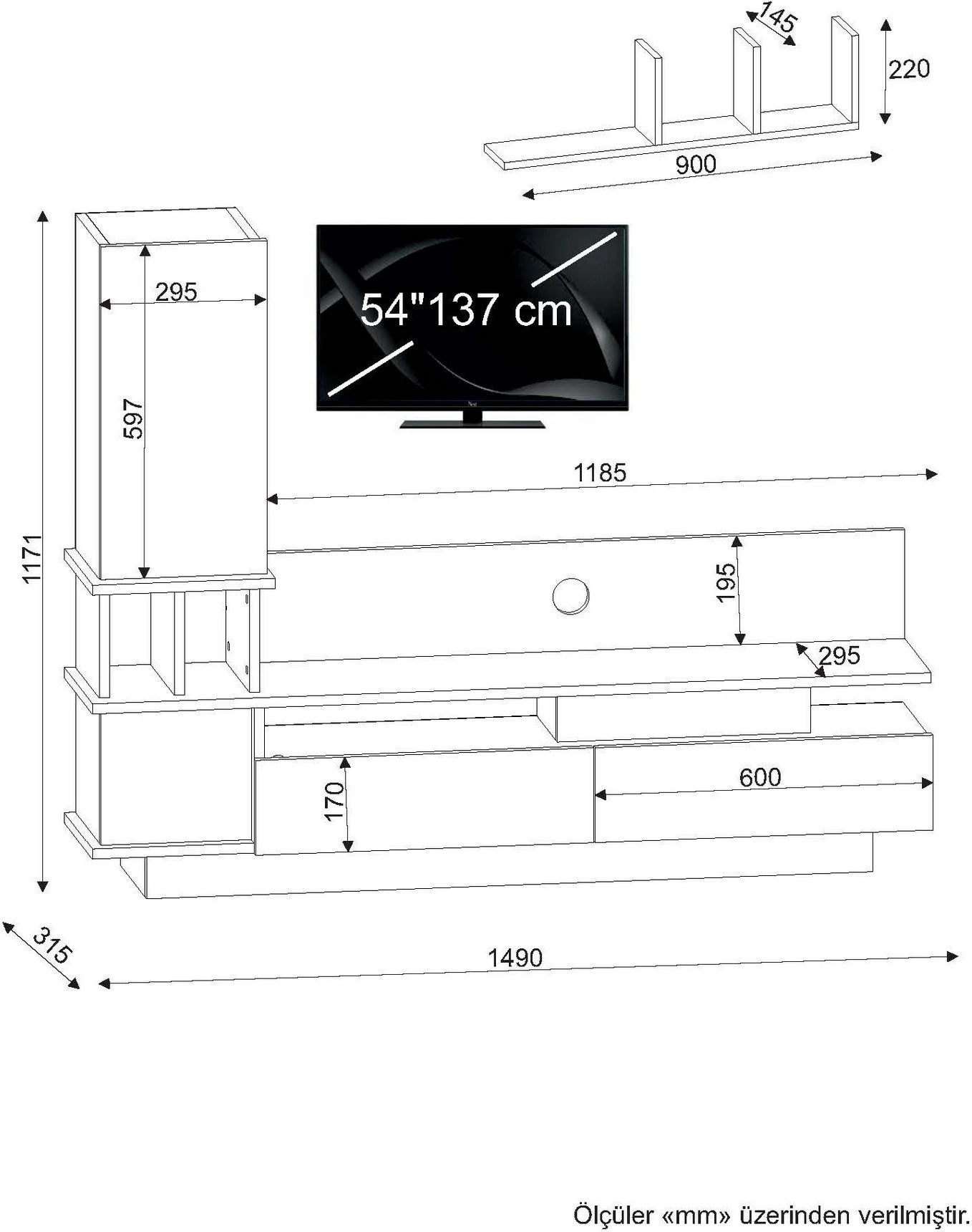 Komodë TV Hanah Home, Como, e bardhë dhe Cordoba