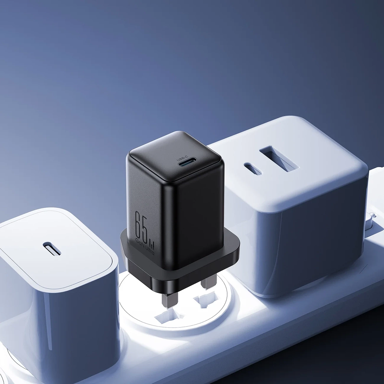 Karikues muri Joyroom JR-TCG18, 65W, 1x USB-C, prizë UK, zi