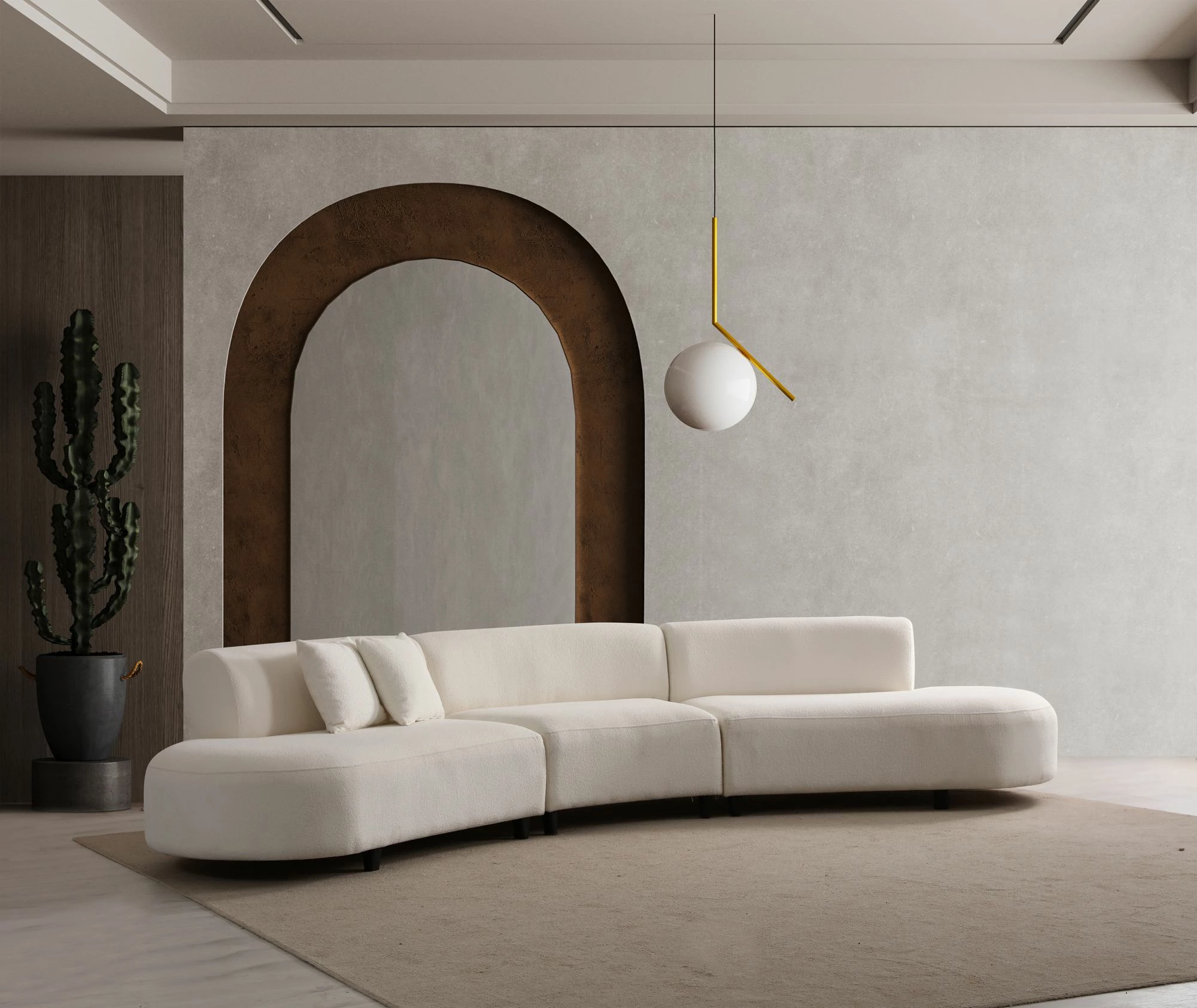 Këndare Atelier del Sofa, ngjyrë krem, U-shape, (L1 + 01 + 1R) - Corner v2