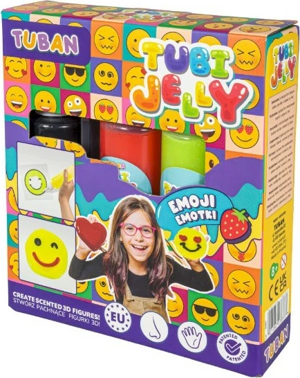 Set kreativ TUBAN Tubi Jelly Emoji, 3D, 3 ngjyra, 3 x 150 ml, për fëmijë