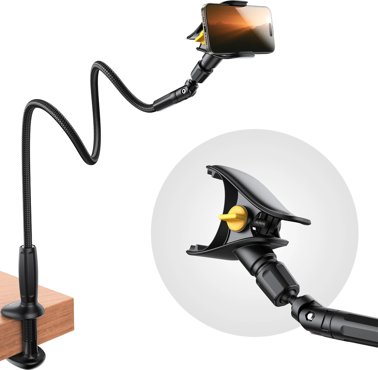 Mbajtës telefoni Joyroom JR-ZS389 me krah fleksibil për tavolinë, zi